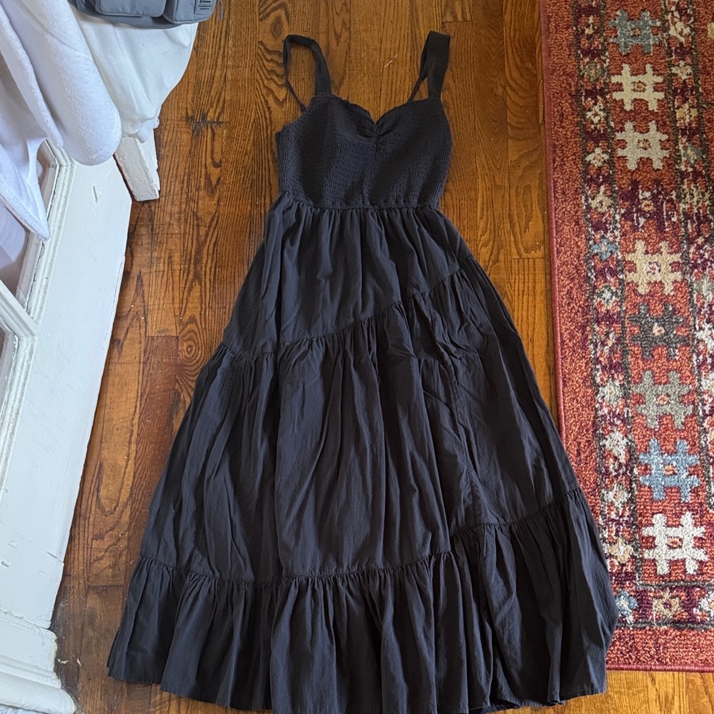 American Eagle Outfitters Black Tiered Maxi Dress with Wide Straps